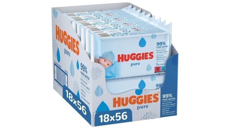 Huggies Toallitas pure para Bebé, 99% agua, 1008 toallitas (18 packs de 56 toallitas)