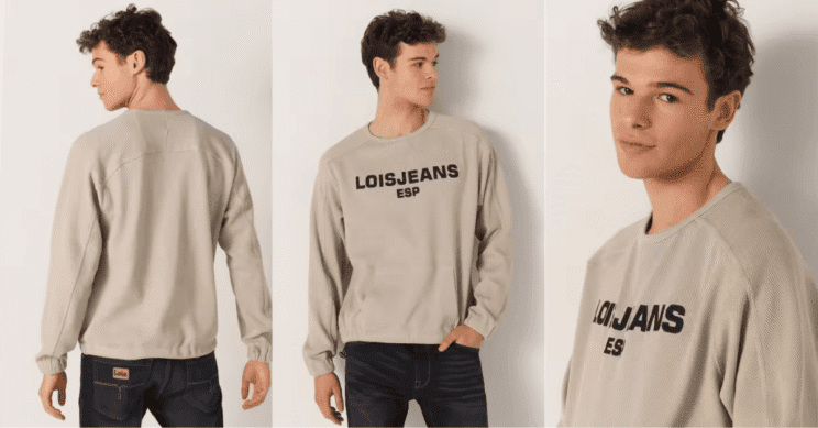 LOIS JEANS - Sudadera Goma en puños y bajo Bordado 3D