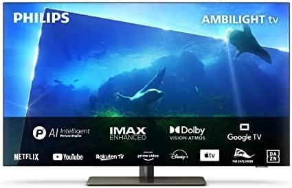 Philips Ambilight OLED818 106 cm (42 Pulgadas) Smart 4K OLED TV | UHD y HDR10+ | 120Hz | Engine P5 AI Picture | Dolby Atmos | Altavoces 40W | Compatible con Asistente Google y Alexa