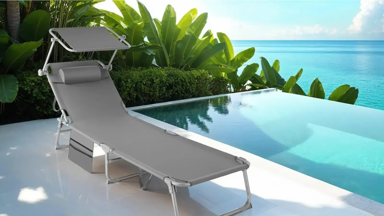 Tumbona plegable TecTake con parasol chollo